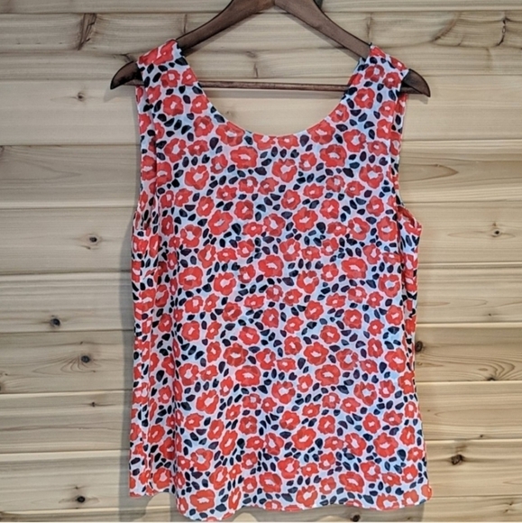 CAbi Flipside Floral Blouse Red Poppy Print 5356 Women's Small S Lightweight EUC - Picture 2 of 10